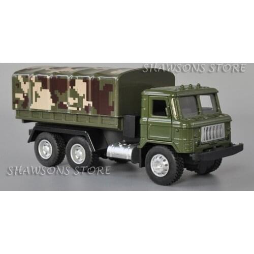 1:43 Scale Diecast Military Model Toy Soviet GAZ-66 Flatbed Truck Pull Back Vehicle Miniature Replica w/ Sound & Light