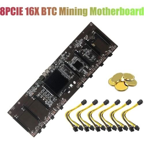 HM65 BTC Mining Motherboard+6X6Pin to Dual 8Pin Cable 8XPCIE 16X GPU Slot DDR3 Support RX GTX10 GTX20 GTX30 Series