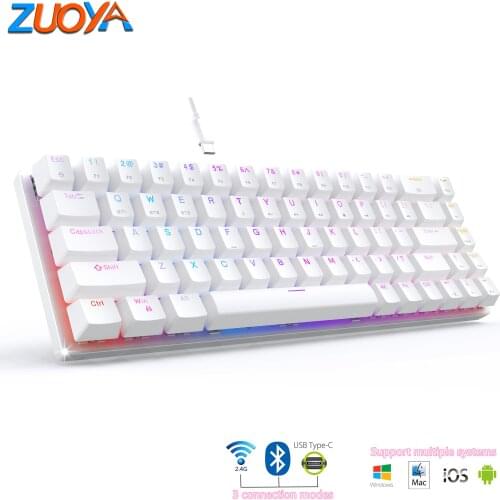 Metoo Mini Portable 60% Mechanical Keyboard Wireless Bluetooth 2.4G USB Wired RGB Backlit game Keyboard For iPad Tablet phone