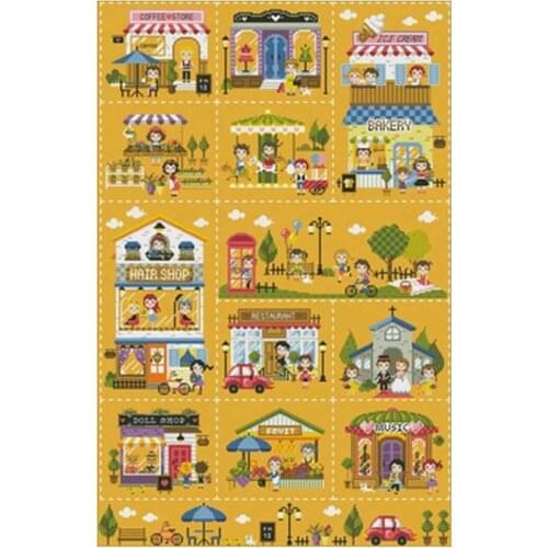 Cute childrens ornaments in mini town Counted Cross Stitch 11CT 14CT Cross Stitch Kits Embroidery Needlework Sets
