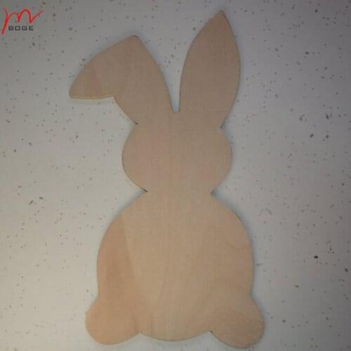 Set of 2 Spring Door Hanger Unfinished blank Easter wood cut out ready to Paint Rabbits, Easter Bunny 9 1/2" x 5 1/2"