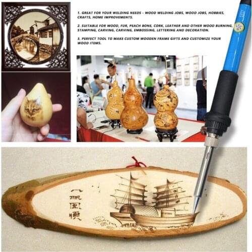 71pcs 60W Soldering Iron Set DIY Art Craft Steel Mesh Welding Head Tool Engraving Pen Wood Burning Kit Embossing Pyrography Tool