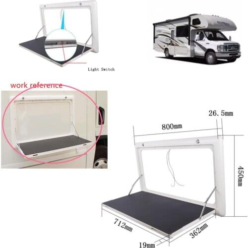 Caravan RV Table side door Picnic Camping Folding Outdoor mount LED lamp switcher Table desk 800 x 450mm Motorhome RV trip