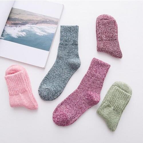 5 PCS Woman socks New winter Solid-color thickened thermal ladys rabbit wool socks