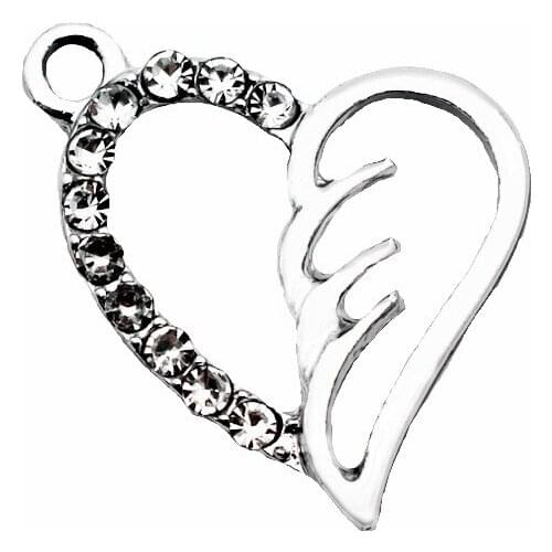 New Arrival 20pcs/lot Heart Crystal Dangle Charms Lobster Clasp Hanging Charm For Bracelet&Pendant Floating Charms Jewelry