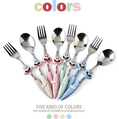 Protable Tableware Stainless Steel Fork And Spoon Cutlery Set 2pcs/box Cartoon Rabbit Fork Spoon Dinnerware Sets Food Utensil