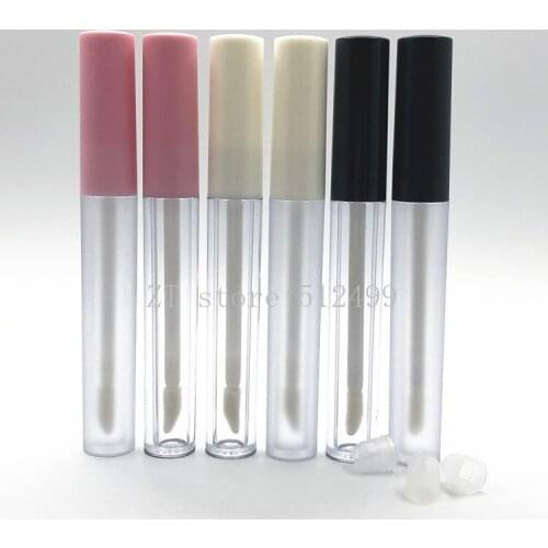 2.5ML Plastic Frosted Empty Lipgloss Tube White Lid,Clear Cosmetic Lip Gloss Container,Refillable Bottle pink lip gloss tubes