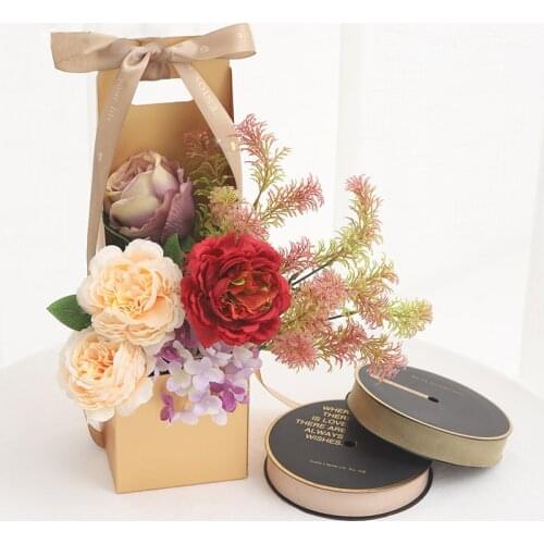 Portable Foldable Flower Box Florist Fresh Flower Carrier Bag Wedding Favor Party Rose Storage Box Lover Gift Rose Bouquet Baske