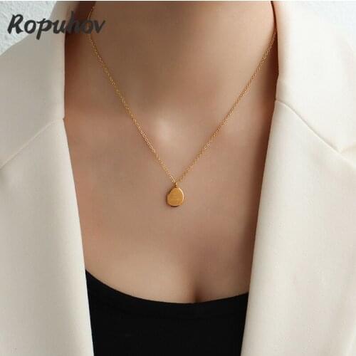 Ropuhov 2021 New 925 Silver Textured Irregular Oval Pendant Clavicle Necklace Womens Design Jewelry Titanium Steel Plated