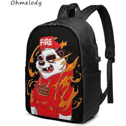 Fire Panda Rich Laptop Backpacks with USB Port College School Backpacks for Teenage Boys Girls Men Women Casual Daypacks