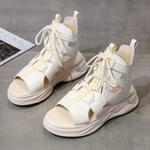Sports sandals womens platform sandals womens new summer fashion casual black sports platform high-top Roman sandals X818