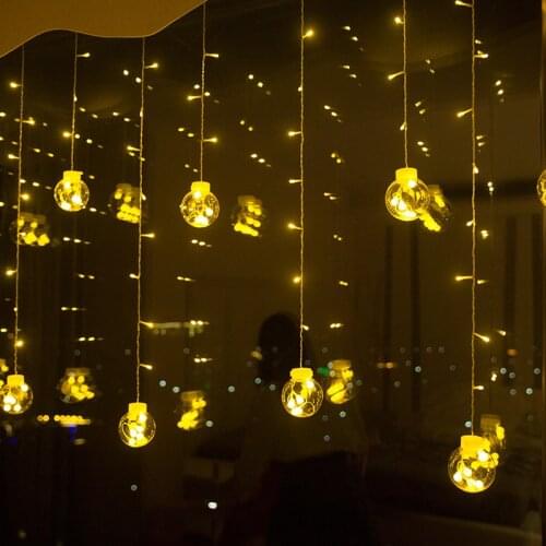 Holiday Lighting 4.5m Christmas Wishing Ball Curtain Lights for Room Decor Fairy Light String Home Xmas Party Decoration Navidad
