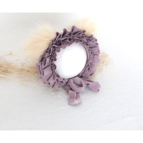 Sewing Lace Bear Hat Photo props Newborn Fluffy Bonnet Handmade Soft Hat Baby Photography Props