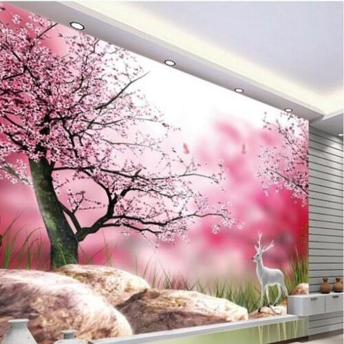 Wellyu Custom large - scale murals high - definition flowers cherry tree TV background wallpaper wallpaper papel de parede