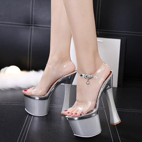 STAN SHARK 2020 New Summer Women PU Sandals Woman High Heels 17.5cm Pumps Platform Model Catwalk Shoes Nightclubs Sandals