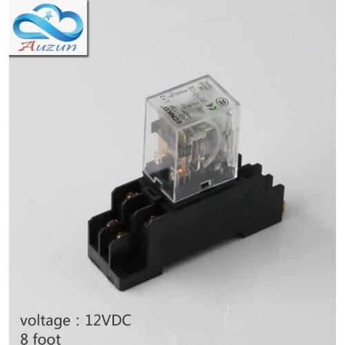 10 pieces hh62P small dc 12 v relay base of intermediate relay with silver contact current 10A eight feet