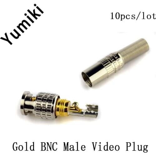 10pcs Gold BNC Male Video Plug Coupler Connector to screw for RG59 Cable Adapter