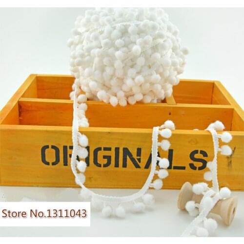 10Yard/Lot DIY Lace Trim White Hair Ball 1CM Clothes Tassel Fringed Handmade DIY Pompon Curtain Sofa Tablecloth Decoration