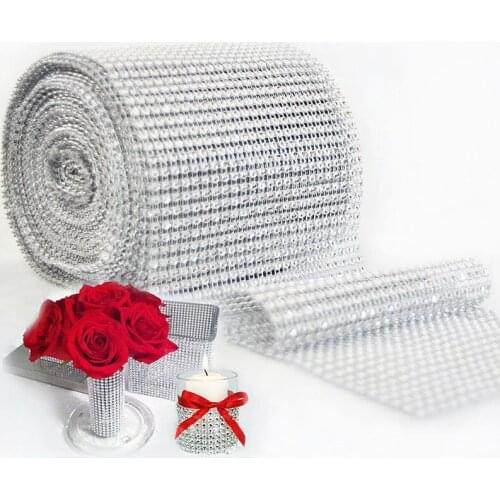 12cm*91.5cm Bling Diamond Mesh Roll DIY Birthday Wedding Party Decorations Cake Wrap Crystal Ribbons Tulle Scrapbooking Supplies
