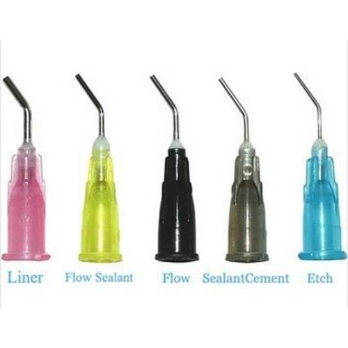 200Pcs Dental Pre Bent Flow Needle Tips 20 Gauge SEALANT CEMENT Black Free shipping