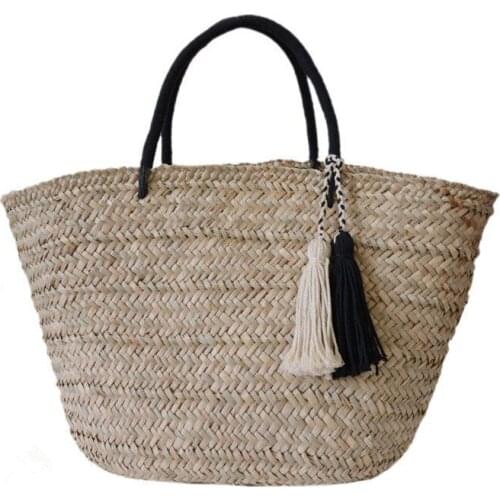 2018 Knitted Straw bag Summer Bohemia fashion womens handbags shoulder bags beach bag big tote bags tassel Big size Boho Style