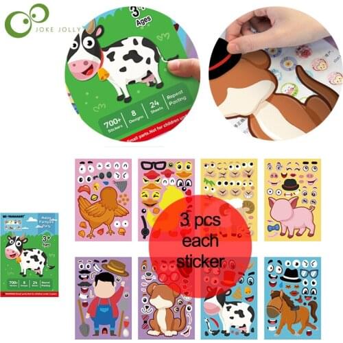 25pcs Children Cartoon Cute Farm Theme Animal Stickers Party Game Wall Sticker Early Education Kindergarten Toys DDJ