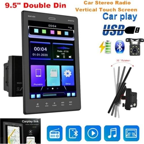 2Din Press Screen MP5 Player Car Stereo FM Radio for Apple/Android CarPlay Bluetooth Mirror Link Navi+8 LED Camera
