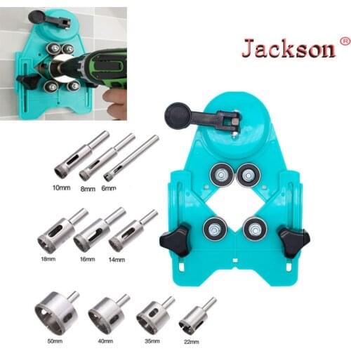 4-83mm Drill Chuck Vacuum Base Sucker with 6-50mm Diamond Coated Glass Drill Bit Fit Tile Glass Hole Saw Openings Locator