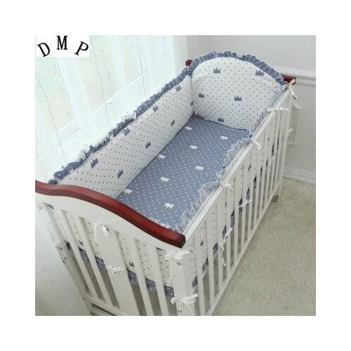 Promotion! 5PCS Cartoon Baby Nursery Crib Bedding Set toddler bedding (4bumpers+sheet )