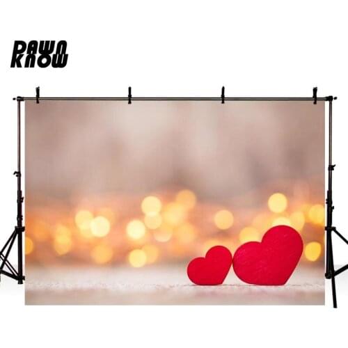 DAWNKNOW Golden Shimmer Photography Background Red Heart Valentine’s Day Photographic Backdrops Couples Wedding Photocall lv790