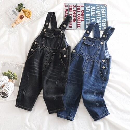 Childrens Denim Overalls 2019 Autumn New Toddler Sspender Trousers Kids Boys Casual Jeans Strap Jeans for Baby Girls Pants 1-4Y