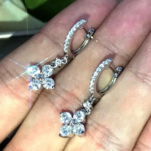 Huitan Delicate Dangle Earrings for Women White Zirconia Bridal Wedding Drop Earring High-quality Fashion Jewelry Exquisite Gift