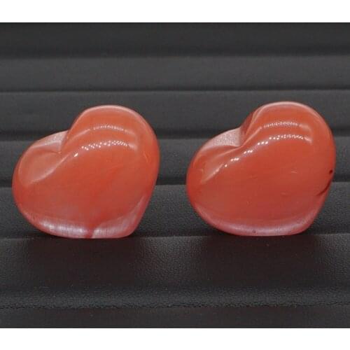 2Pcs Cherry Quartz Crystal Carved 1.2" Heart Shaped Palm Stone Reiki Healing Love Gemstone Gift