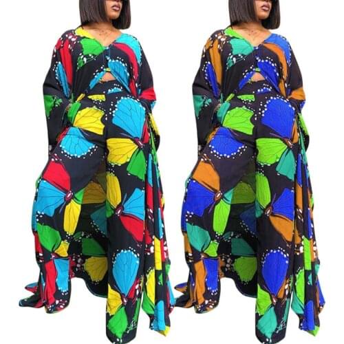 Two Piece Set Women Clothes African Dresses 2021 Dashiki Summer Party Long Maxi Dress Sets Pants Suits 2 Piece Outfits Plus Size