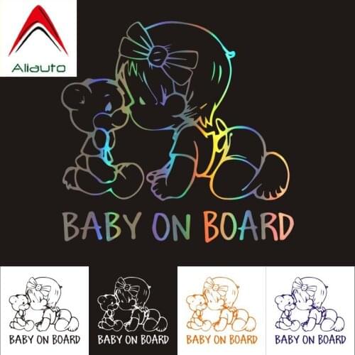 Aliauto Creative Funny Car Sticker Baby on Board Motorcycles 3d Reflective Sunscreen Anti-UV Decal Decoration,22cm*21cm