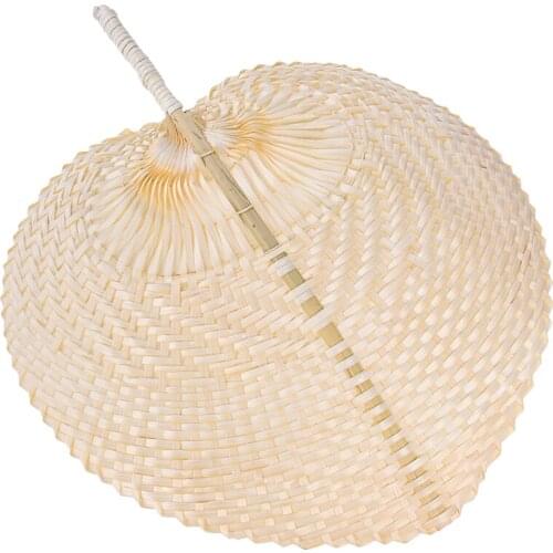 1PC Summer Pure Natural Handmade DIY Heart Shaped Bamboo Woven Fan Cooling Fan Artificial DIY Woven Cooling Fan Home Accessories