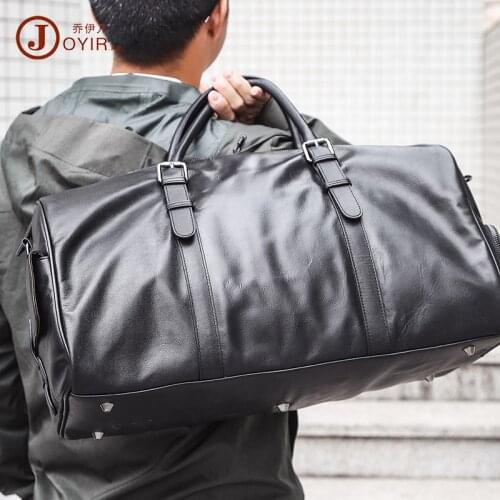 Boutique recommended new leather retro foldable fitness leisure shoulder bag portable large-capacity mens travel bag