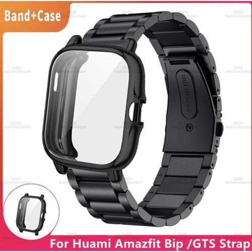 Metal Strap + Case for Huami Amazfit Bip /GTS Strap Bracelet For Xiaomi Amazfit Bip S Lite U GTS Wrist Strap Band Accessories