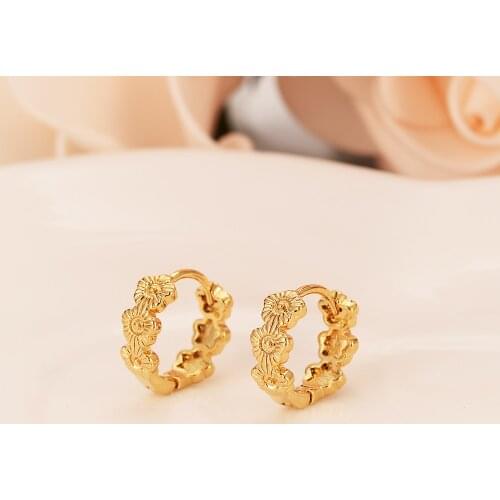 Cute Womens Round hoop Earrings 24K Gold Color Earring For Mens Girls Boys Fashion Kids Children Jewelry wedding party gifts