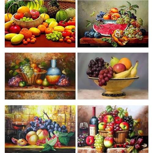 MUXUN DIY Fruit Diamond Embroidery Kitchen Wall Decoration Diamond Painting Crystal Square Full Mosaic Picture Rhinestone A80127