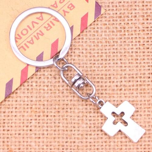 New Fashion Keychain 25x17mm cross jesus Pendants DIY Men Jewelry Car Key Chain Ring Holder Souvenir For Gift