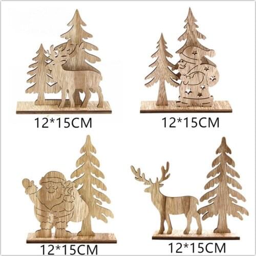 2020 New Year Xmas Wooden crafts Christmas ornaments Santa Claus Wooden DIY Christmas party family table decorations 1pcs FZ245