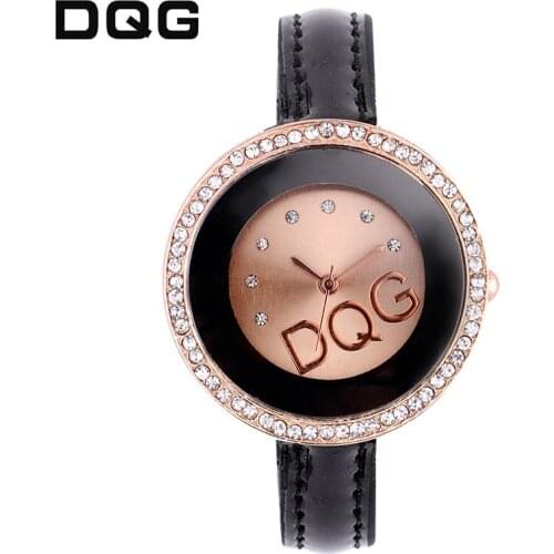 Kobiet Zegarka New Luxury Brand 2018 Casual Crystal Round Dial Quartz Watch Ladies PU Leather Strap Watch Montres Femmes