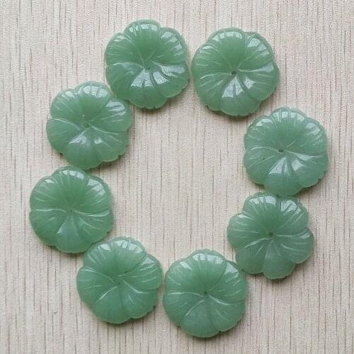 Wholesa 8pcs/lot Fashion good quality natural green aventurine Carved flower shape Loose stone beads for jewelry making