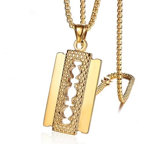 Hip Hop Rock Stainless Steel Blade Pendant Necklaces for Men Barber Jewelry Drop Shipping