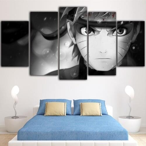 5pcs Japan Anime Role Black and White Pictures Posters Modern Wall Art Home Decor Modular Canvas HD Printed Paintings Decoration