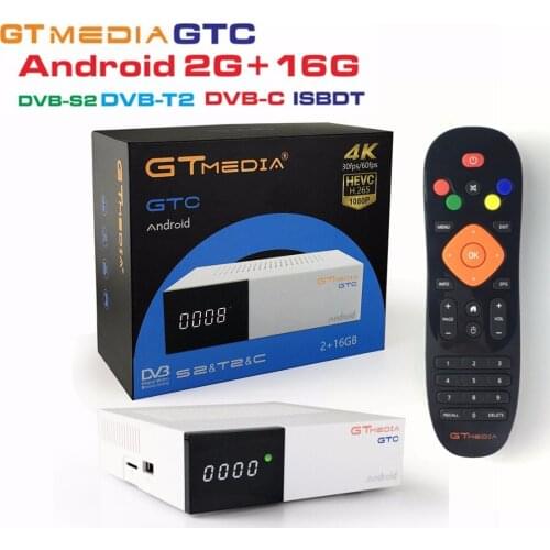 [Genuine] GTMedia GTC Satellite Receiver DVB-S2/C/T2 ISDB-T Amlogic S905D android 6.0 TV BOX 2GB RAM 16GB ROM BT4.0