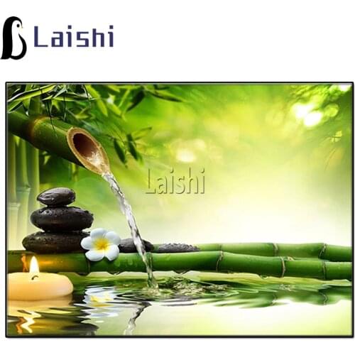 Full Square Round Diamond Painting New Arrival Zen Bamboo Pebble Spa Handmade Gift Diamond Embroidery Scenic mosaic Home Decor