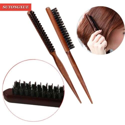 1 PC Pro Professional Salon Teasing Back Hair Brushes Wood Slim Line Comb Hairbrush Extension Hairdressing Styling Tools DIY Kit