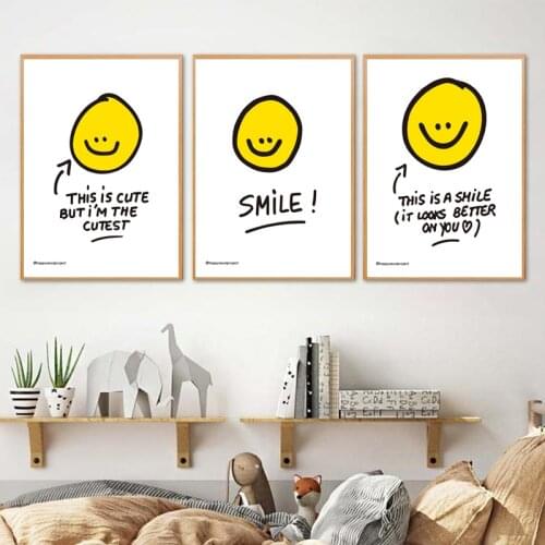 Simple Nordic Korean Style Cute Smiley Wall Poster Picture Sofa Living Room Home Decoration Painting Core
